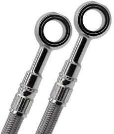 GALFER steel rear brake line for Yamaha motorcycles, durable hydraulic control cable with braided steel construction.