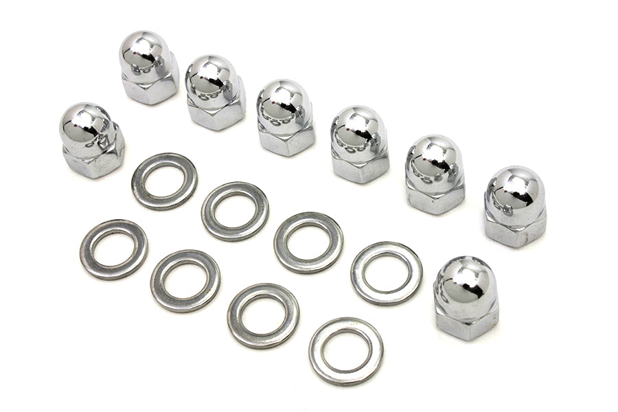 Chrome Cylinder Base Acorn Nut and Washer