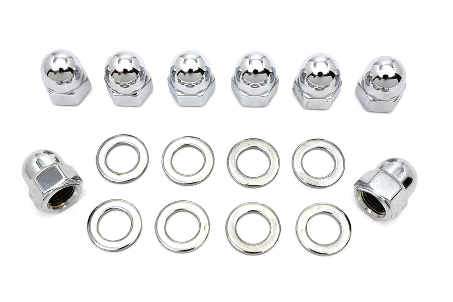 Chrome Cylinder Base Acorn Nut and Washer