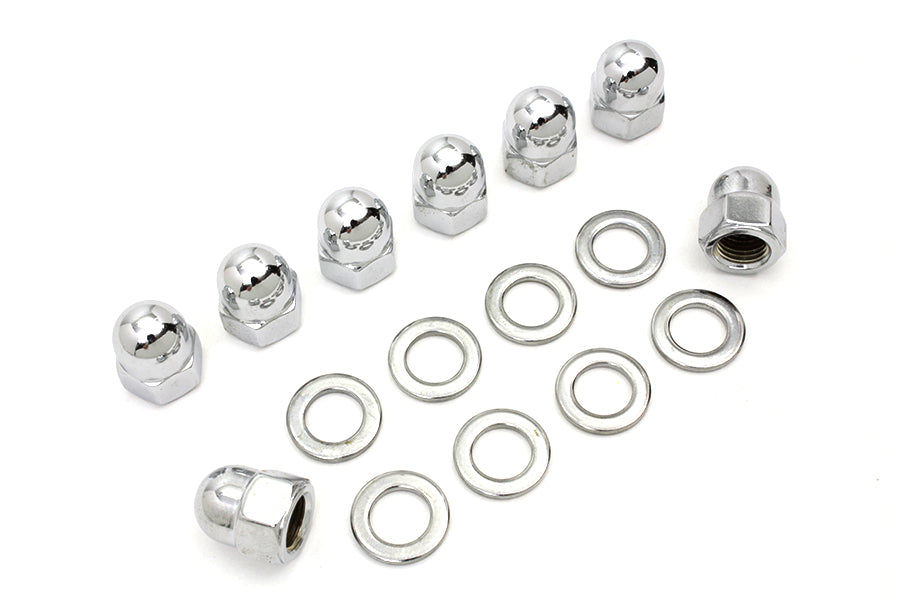 Chrome Cylinder Base Acorn Nut and Washer