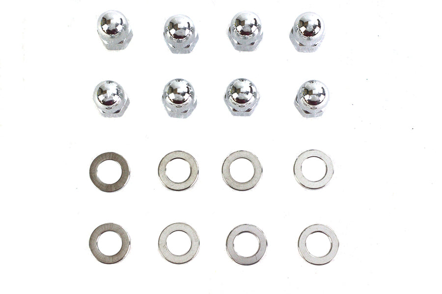 Chrome Cylinder Base Acorn Nut and Washer
