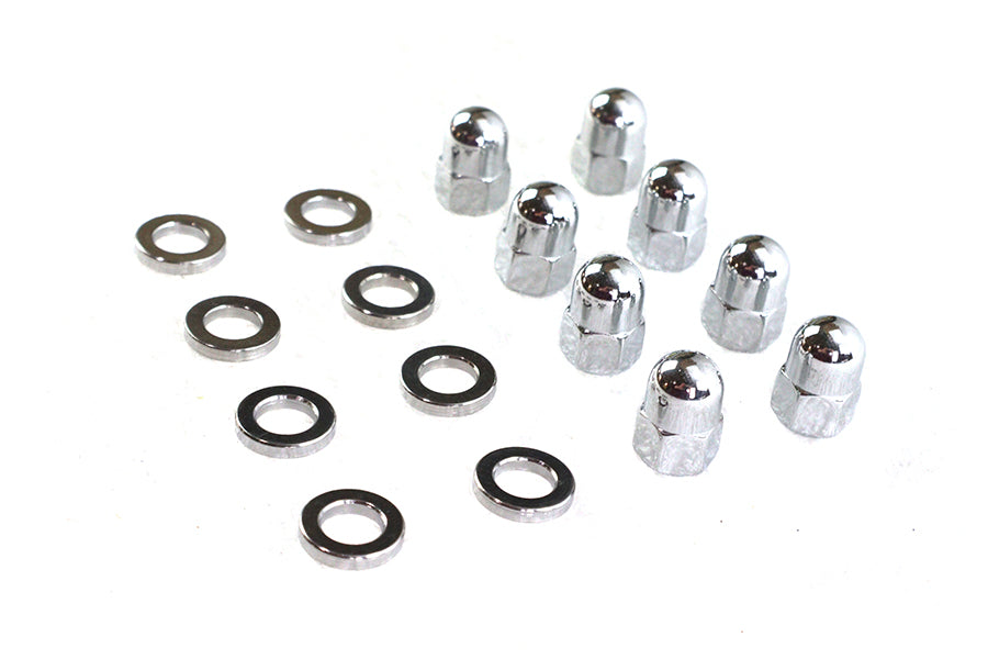 Chrome Cylinder Base Acorn Nut and Washer