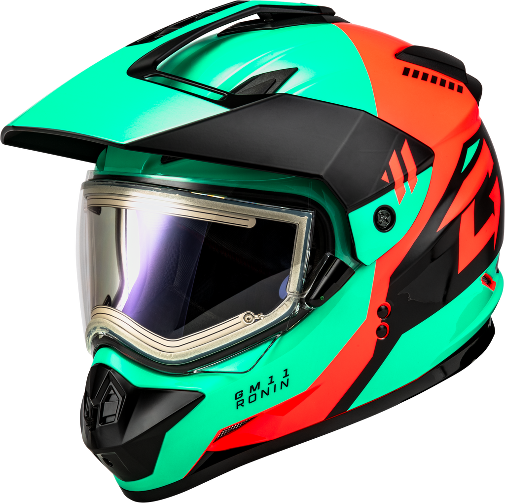 Gm 11s Ronin Snow Helmet W/ Elec Shld Black/Aqua/Coral Md