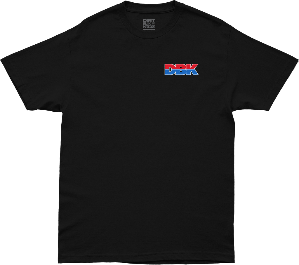 Black Ride DBK Tee shirt in 4x size featuring the DBK brand logo, displayed flat on a white background.