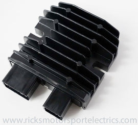 RICKS electrical regulator and rectifier for motorcycle or vehicle electrical systems, mounted on a metal bracket with wiring.