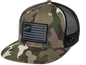 Flag Flat Trucker Hat Green Camo/ Black