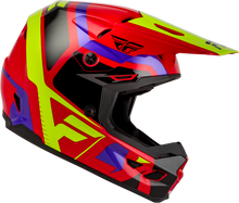 Load image into Gallery viewer, Youth Kinetic Scrap Helmet Red/Hi Vis/Purple/Black Ys