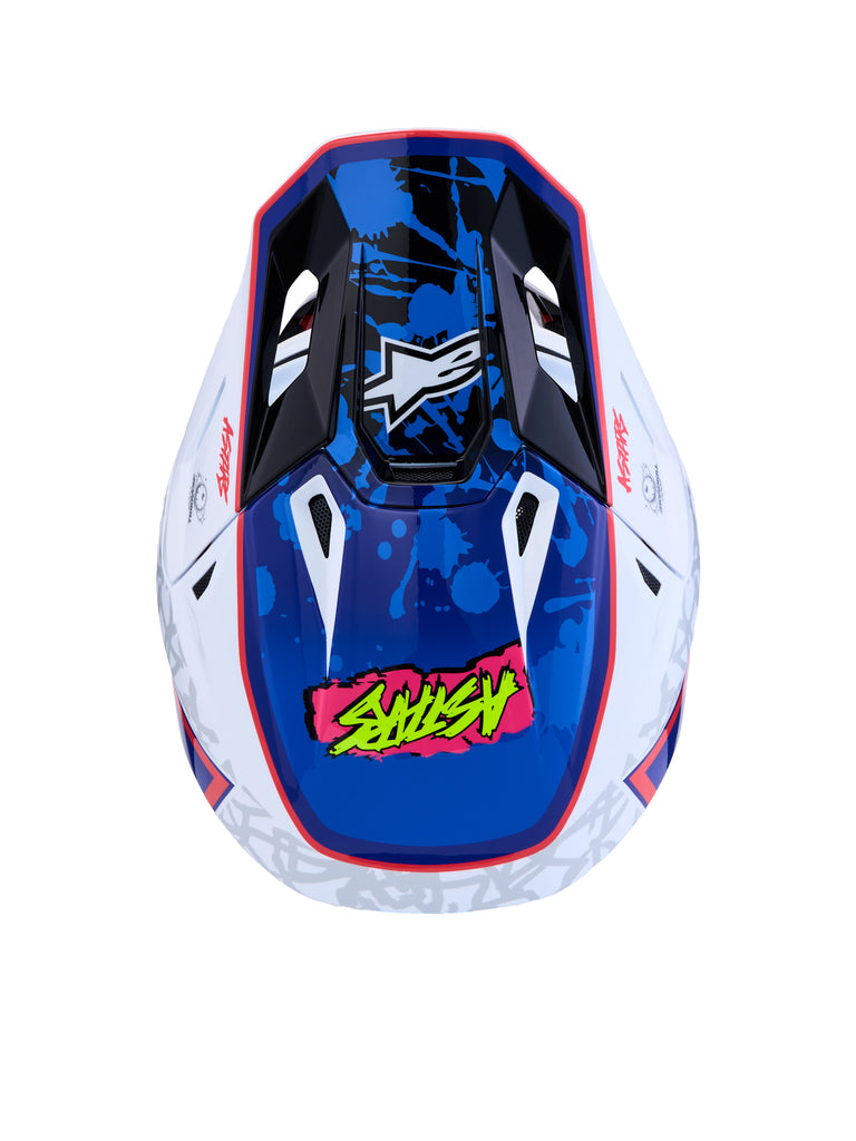 S M7 Blaster Helmet Ece06/Dot Wht/Blue/Red Glossy Xl