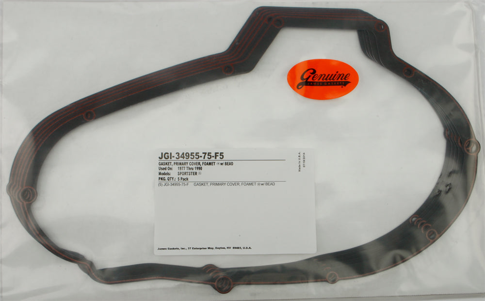 Gasket Primary Cover Xl Foam W Bead 5/Pk 34955 75 F5