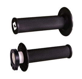 Black ODI Mx V2 Lock On grips with no waffle pattern, designed for comfortable bike handling and secure grip.