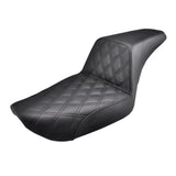 SADDLEMEN STEP UP SEAT BLACK LATTICE STITCH HARLEY FXR MODELS