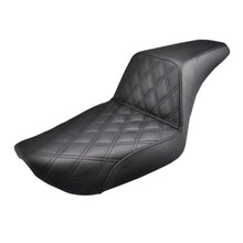 Load image into Gallery viewer, SADDLEMEN STEP UP SEAT BLACK LATTICE STITCH HARLEY FXR MODELS - The Speed Shop Canada