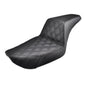SADDLEMEN STEP UP SEAT BLACK LATTICE STITCH HARLEY FXR MODELS - The Speed Shop Canada