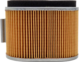EMGO air filter showing a rectangular, pleated paper filter element with black plastic frame for motorcycle or vehicle filtration.