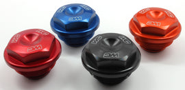 Blue WORKS rear brake cover for motorcycle body, showcasing a sleek, durable design with mounting details.