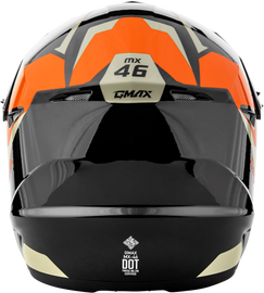 GMAX Youth MX 46Y Cyclus helmet in black and orange with youth-sized motocross helmet design and ventilation features.