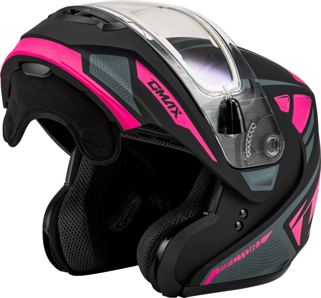 Md 04s Sector Snow Helmet W/ Elec Shield Matte Black/Pink X