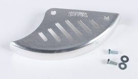 DEVOL rear disc guard for bikes, showing durable metal construction and mounting brackets for protection of rear disc brakes.