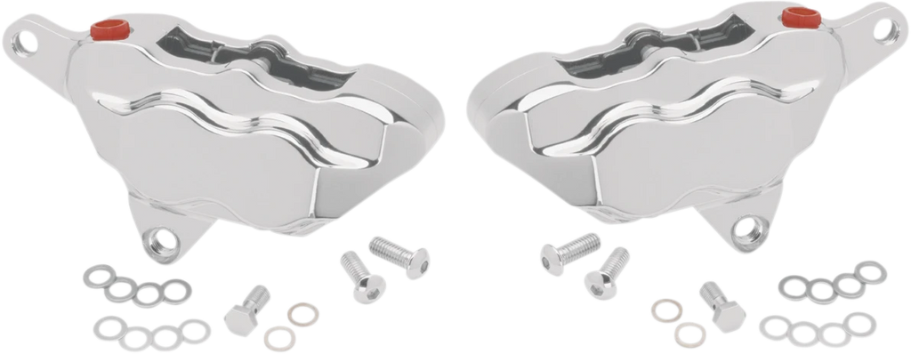 4 Pist Front Dual Caliper Kit Chrome 84 99 W/ 11.5" Rotor