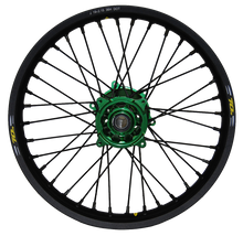 Load image into Gallery viewer, Wheel Rear 2.15x18 Green Hub Blk Rim/Sil Spoke/Sil Nipple