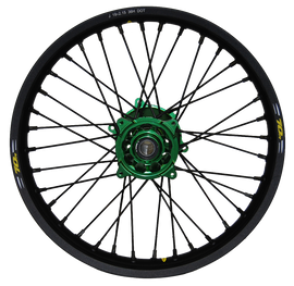 Wheel Rear 2.15x18 Green Hub Blk Rim/Sil Spoke/Sil Nipple
