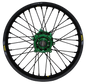 Wheel Rear 2.15x18 Green Hub Blk Rim/Sil Spoke/Sil Nipple