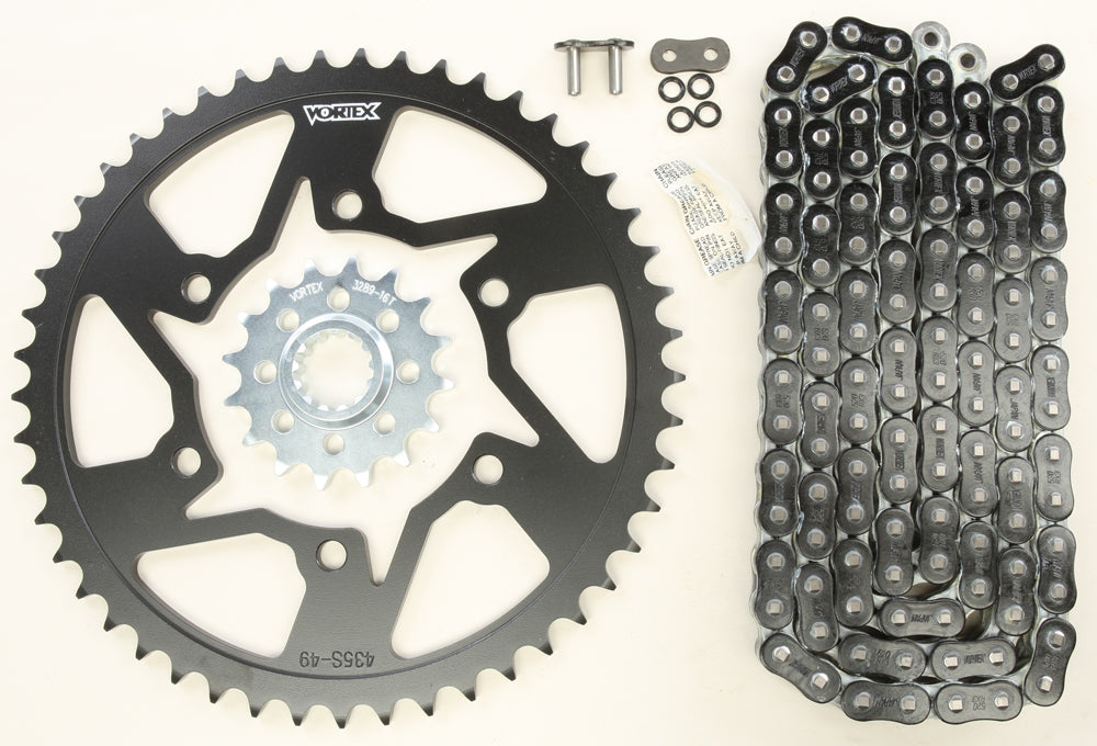 Sprocket/Chain Kit Stl/Stl 16/49t Sil Rx3 520 120l Blk