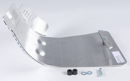 DEVOL skid plate guard for bikes, durable metal protection with mounting brackets, designed to shield undercarriage.