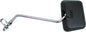 Black 10-inch EMGO square clamp-on mirror, motorcycle or bicycle mirror with sturdy mounting clamp and clear reflective surface.