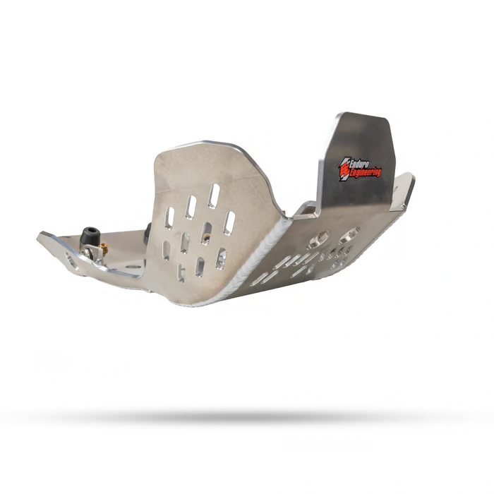 ENDURO ENGINEERING skid plate body protection for off-road vehicles, shown in black with mounting hardware.