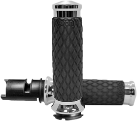 AVON Diamond Contour Chrome Twist Grip showing textured diamond pattern and chrome finish for bicycle handlebars.