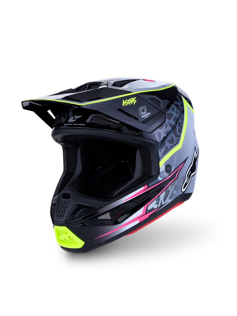 S M7 Blaster Helmet Ece06/Dot Blk/Gry/Wh/Yllw Fluo Glsy Sm
