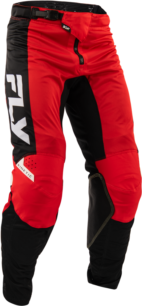 Fly Racing Kinetic Mesh Pants in red, black, and white, size 36, showing lightweight, breathable riding gear with mesh panels.