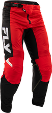 Load image into Gallery viewer, Fly Racing Kinetic Mesh Pants in red, black, and white, size 36, showing lightweight, breathable riding gear with mesh panels.