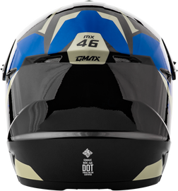GMAX Youth MX 46Y Cyclus helmet in black and blue with breathable vents and secure chin strap for young motocross riders.