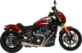 TBR TBRComp S 2 1 Scout 25 exhaust with brushed finish and carbon fiber endcap, showcasing sleek metallic surface and detailed construction.