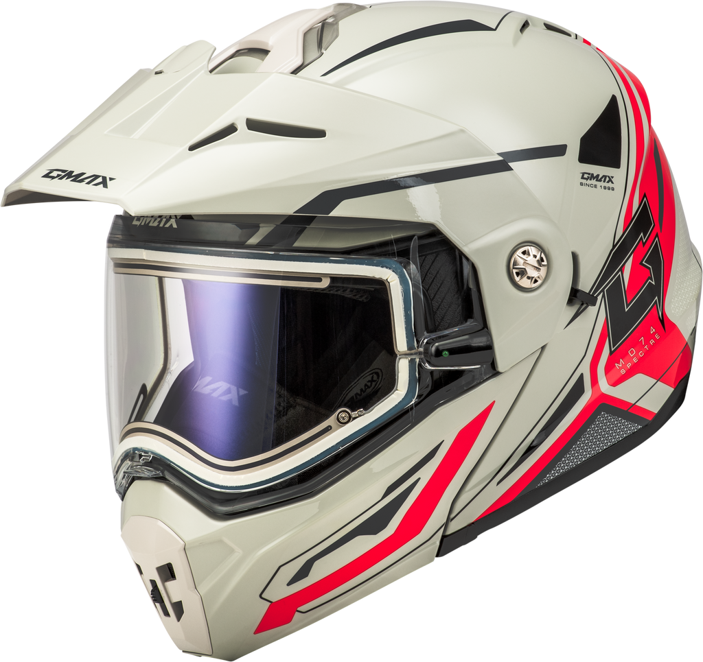 Md 74s Spectre Snow Helmet W/ Electric Shield White/Red 2x