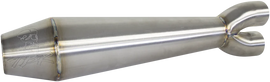 TBR TBRComp S Gen 2 2-1 Scout 25 brushed exhaust system for motorcycles, showcasing the sleek brushed metal finish.