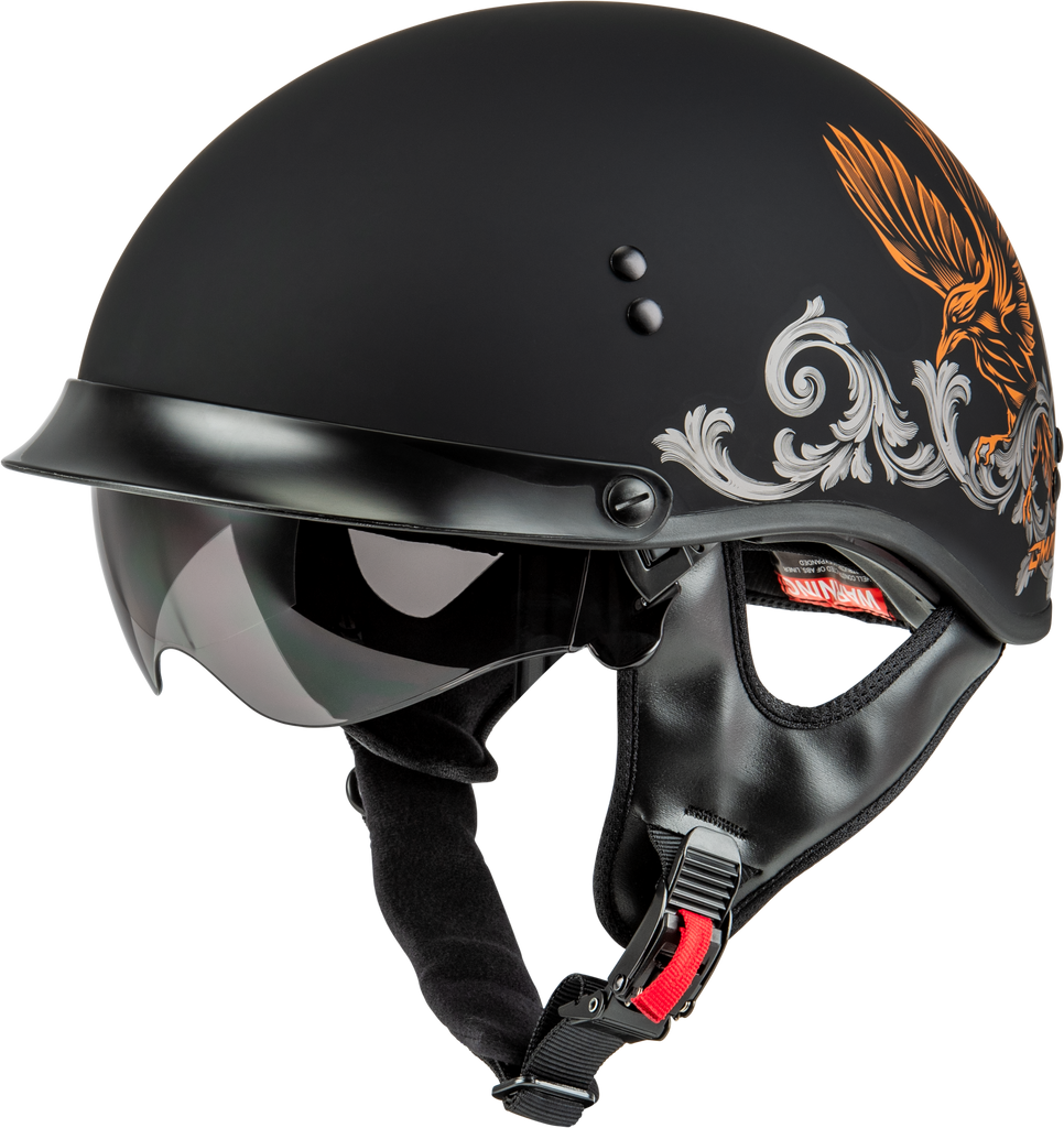 Hh 65 Corvus Helmet W/Peak Matte Black/Silver/Orange Md