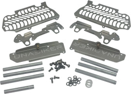 KTM radiator guard by UNABIKER, a protective metal brace designed to shield the KTM radiator from debris and damage.