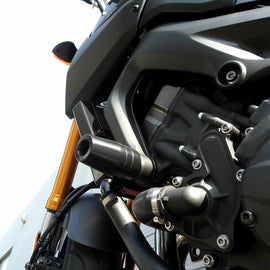 SHOGUN black body frame sliders for motorcycles, no cut design, visible mounting points and sleek protective body components