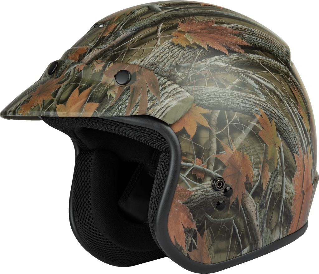 Of 2 Open Face Helmet Leaf Camo Xs