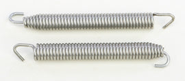 Stainless steel HELIX Exhaust Springs in swivel style, 100mm length, designed for motorcycle exhaust systems.