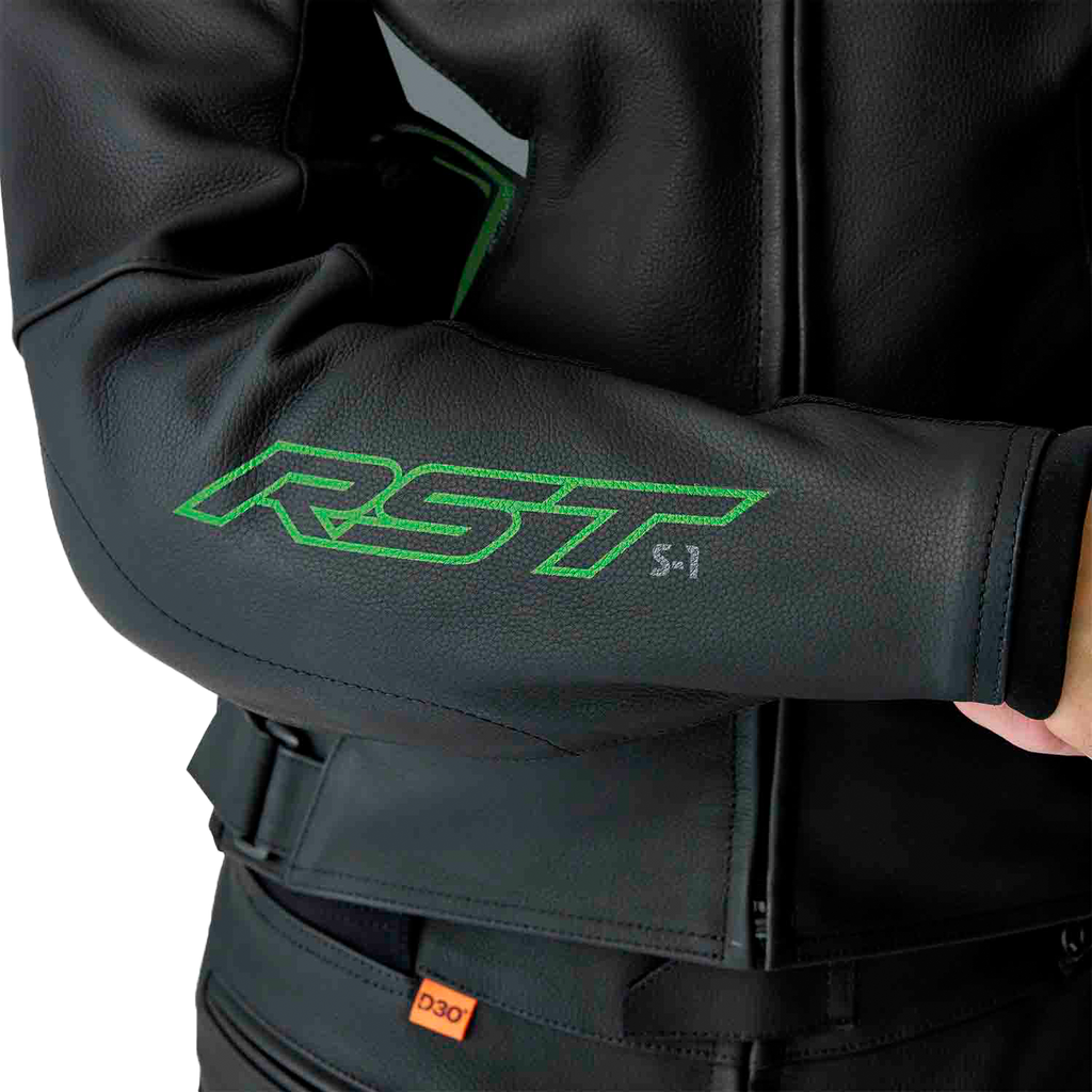 S1 D3o Leather Jacket Blk/Gry/Flo Grn 3x