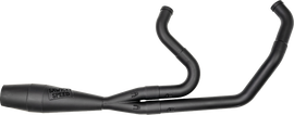 SAWICKI 2-in-1 TC Softail Shorty Cannon exhaust in black, showcasing its sleek design and compact motorcycle exhaust style