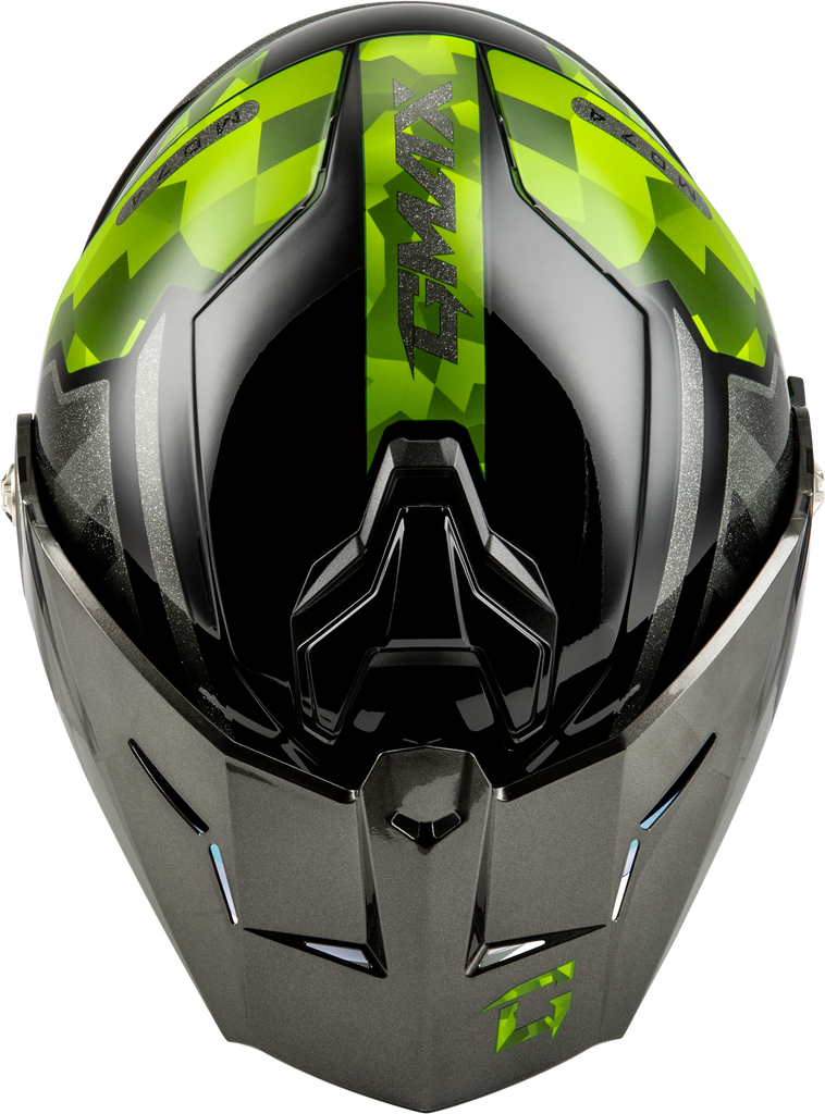 Md 74 Striker Modular Helmet W Gld Shld Blk/Slvr/Grn Mtlc 3x