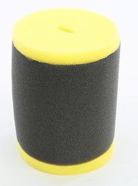 Close-up of EMGO air filter showing its rectangular shape with pleated filter material for motorcycle or vehicle air intake.