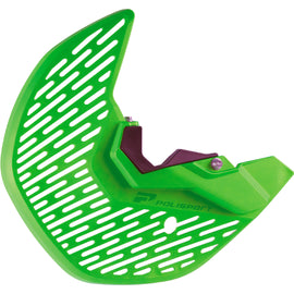 Green Kaw disc and fork bottom protector guards by POLISPORT, showing durable plastic guards for motorcycle protection.