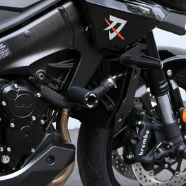 SHOGUN Pa2 Frame Sliders No Cut for motorcycle body protection, featuring durable black body panels with mounting hardware.