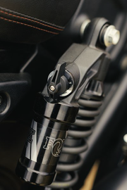 FOX Indian Qs3/Qsr Dual Adjust Lite Spring suspension for Scout bikes, featuring adjustable damping and lightweight design.